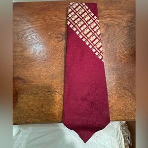Spalding Burgundy and Cream Geometric Men's Tie
